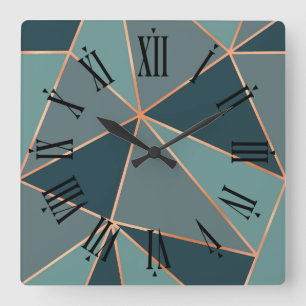 Aegean Aquamarin Nocturne Blue American River Gray Quadratische Wanduhr