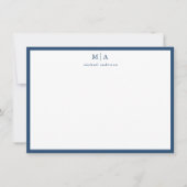 Aegean Blue Classic Border Monogram Korrespondenz Mitteilungskarte (Vorderseite)