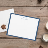 Aegean Blue Classic Border Monogram Korrespondenz Mitteilungskarte