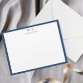 Aegean Blue Classic Border Monogram Korrespondenz Mitteilungskarte