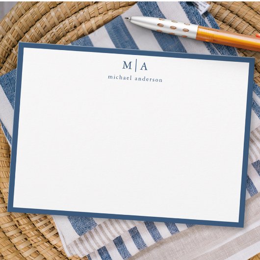 Aegean Blue Classic Border Monogram Korrespondenz Mitteilungskarte