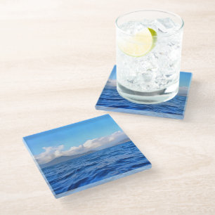 Aegean Blue Marmaris Türkis Küstenmalerei Glasuntersetzer