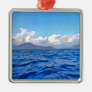 Aegean Blue Marmaris Türkis Küstenmalerei Silbernes Ornament