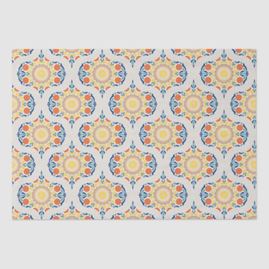 Aegean Summer Orange & Lemons Mid Mod Ogee Seidenpapier (Vorderseite)
