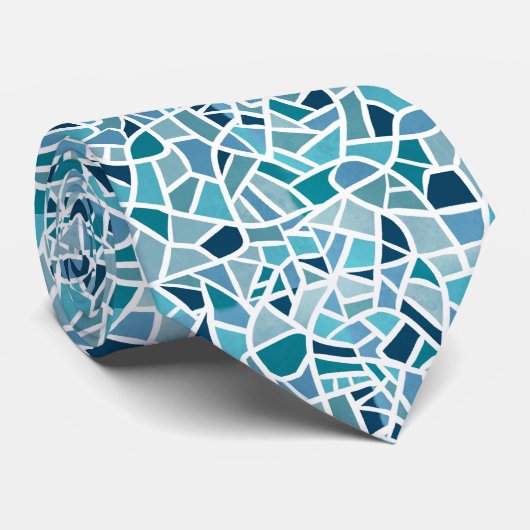 Aegean Teal Mosaic Pattern Krawatte (Gerollt)