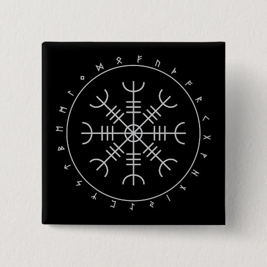 Aegishjalmr Runen Knöpfe Button (Vorderseite)