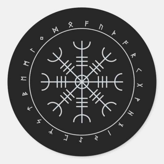 Aegishjalmr Runes Stickers (rund) (Vorderseite)