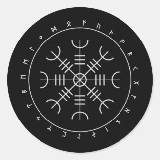 Aegishjalmr Runes Stickers (rund)