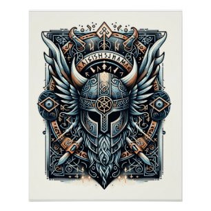 AEgishjálmr - Viking Helm of Awe Norse Protection Poster