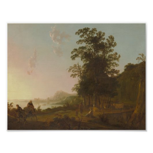 Aelbert Cuyp - Landschaft mit dem Flug nach Ägypte Fotodruck (Vorne)