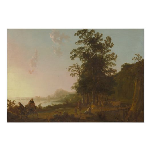 Aelbert Cuyp - Landschaft mit dem Flug nach Ägypte Fotodruck (Vorne)
