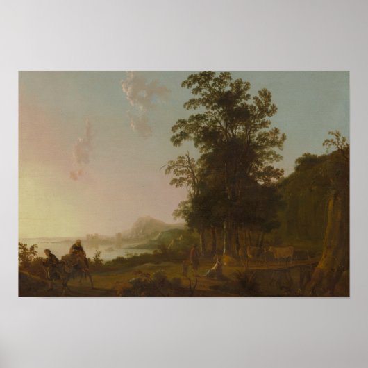 Aelbert Cuyp - Landschaft mit dem Flug nach Ägypte Poster (Vorne)