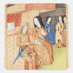 Aeneas und Dido, aus den Werken von Virgil Quadratischer Aufkleber