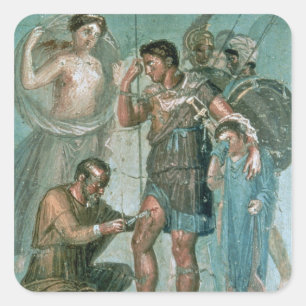 Aeneas verletzte, von Pompeji Quadratischer Aufkleber