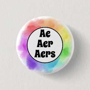 Aer Aers Aers Pronouns im Wasserfarbkreis Button