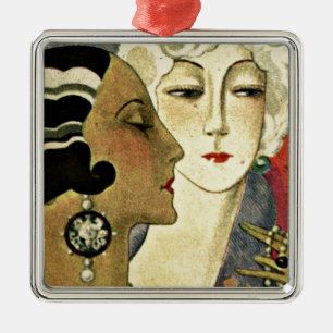 Aer Deco Damen Silbernes Ornament