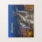 Aereal night view of die Allee in Barcelona, Puzzle (Vertikal)
