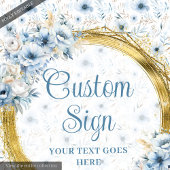 Aerial Boho Light Blue Gold Wedding Custom 8x10 Poster