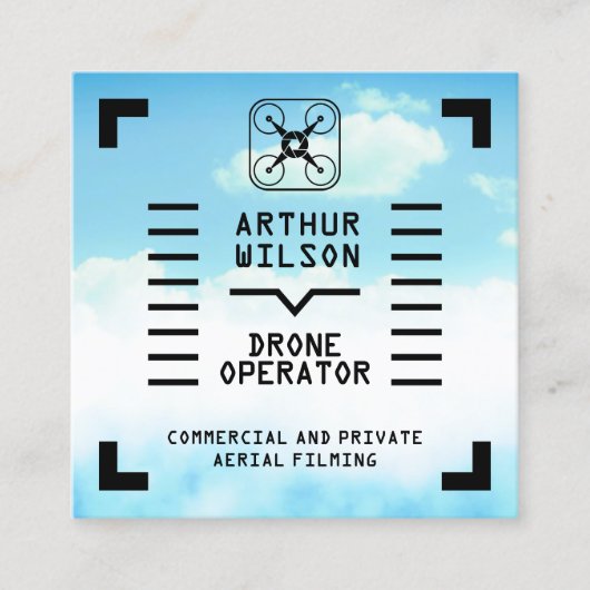 Aerial filming HUD view drone Quadratische Visitenkarte (Vorderseite)