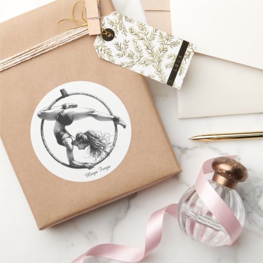 Aerial Hoop Lyra Name Runder Aufkleber (Schenken)