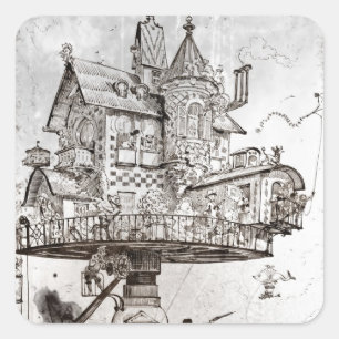 Aerial House Maison Tournante Quadratischer Aufkleber
