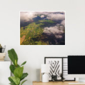 Aerial Patchwork, Irish Farmland and Clouds Photo Poster (Heimbüro)