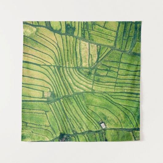 Aerial photography of green farm field wandteppich (Vorderseite (Horizontal))