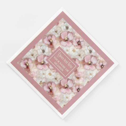 Aerial Pink and Gold Napkins Ethereal Monogram Serviette (Ecke)