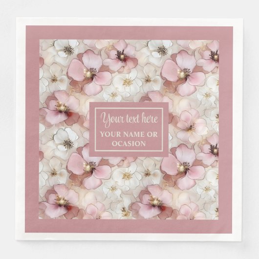 Aerial Pink and Gold Napkins Ethereal Monogram Serviette (Vorderseite)