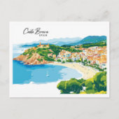 Aerial View Costa Brava Spanien Art Illustration Postkarte (Vorderseite)