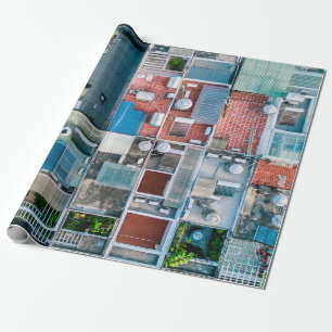 AERIAL VIEW FOTOGRAFIE DER HÄUSER GESCHENKPAPIER