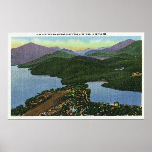 Aerial View of Both Lake Placid & Mirror Lake Poster (Vorne)