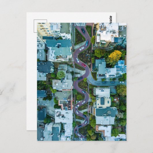 AERIAL VIEW OF LOMBARD STREET, SAN FRANCISCO, USA POSTKARTE (Vorne/Hinten)