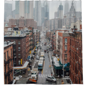 AERIALES FOTO VON CITYSCAPE WÄHREND DES TAGES DUSCHVORHANG