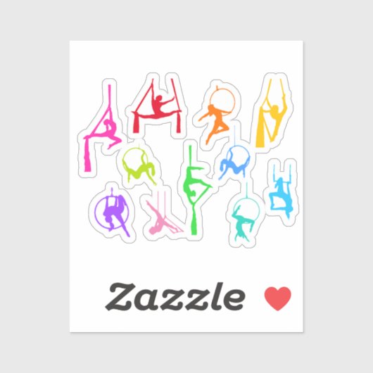 Aerialist Aerial Silk Lyra Silhouetten Regenbogen Aufkleber (Blatt)