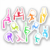 Aerialist Aerial Silk Lyra Silhouetten Regenbogen Aufkleber (Vorderseite)