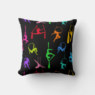 Aerialist Aerial Silk Lyra Silhouetten Regenbogen Kissen