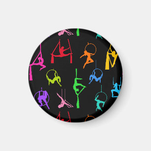 Aerialist Aerial Silk Lyra Silhouetten Regenbogen Magnet