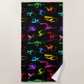 Aerialist Aerial Silk Lyra Silhouetten Regenbogen Strandtuch (Vorderseite)
