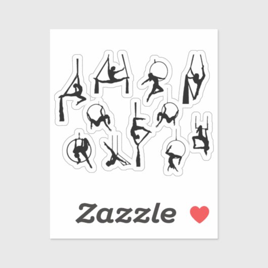 Aerialist Aerial Silks Lyra Silhouetten Aufkleber (Blatt)