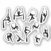 Aerialist Aerial Silks Lyra Silhouetten Aufkleber (Vorderseite)
