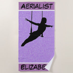 Aerialist Lila Glitzer Strandtuch