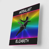 Aerialist Rainbow Burst Quadratische Wanduhr (Winkel)