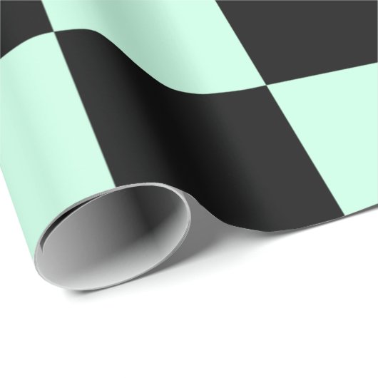 Aero Blau- und Schwarz-Schachbrettmuster Geschenkpapier (Rolleneckpunkt)