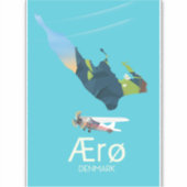AErø, Dänemark Map travel poster Aufkleber (Vorderseite)