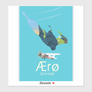 AErø, Dänemark Map travel poster Aufkleber
