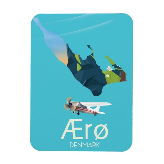 AErø, Dänemark Map travel poster Magnet (Vertikal)
