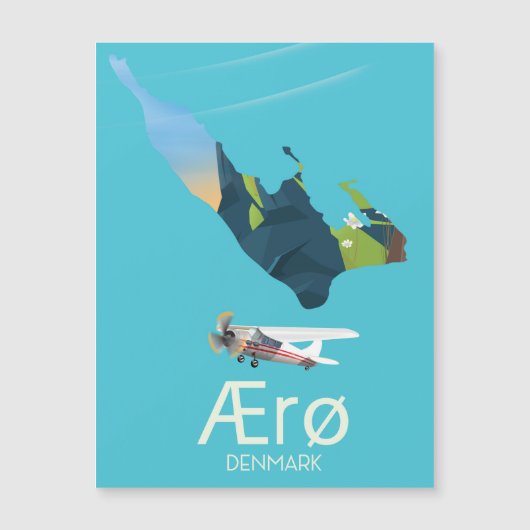 AErø, Dänemark Map travel poster Magnetkarte (Vorderseite)