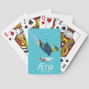 AErø, Dänemark Map travel poster Spielkarten