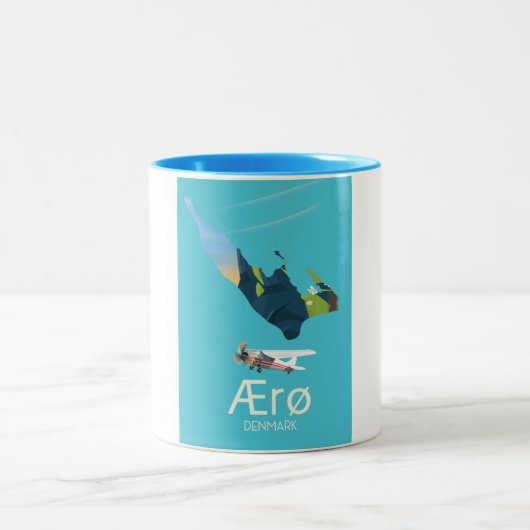 AErø, Dänemark Map travel poster Zweifarbige Tasse (Mittel)